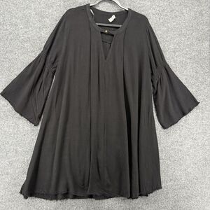 UMGEE Dress Womens M Black Linen Cotton Shift Lagenlook Boho Hippie Whimsigoth